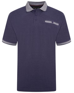 KAM Pique Melange Poloshirt Blau meliert